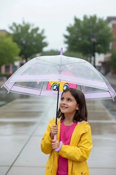 Miniso My Little Pony Lisanslı Şeffaf Uzun Saplı Şemsiye - Fluttershy