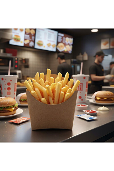 GİZPAK Cips Kutusu - Patates Kutusu Konik Orta Boy Natural 1.000 Adet