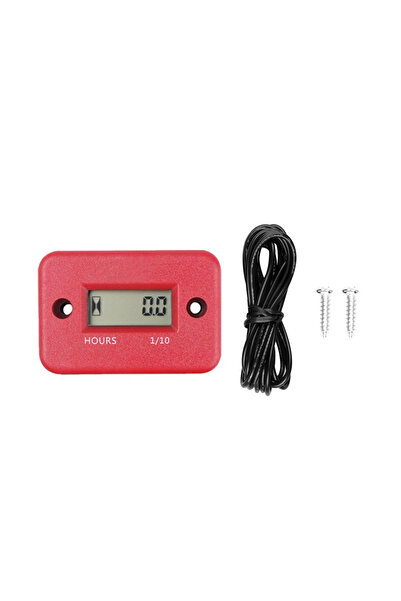 Kebidumei Red Motorcycle Digital Hour Meter Gauge Stroke Gas Engine Inductive Tachometer Waterproof