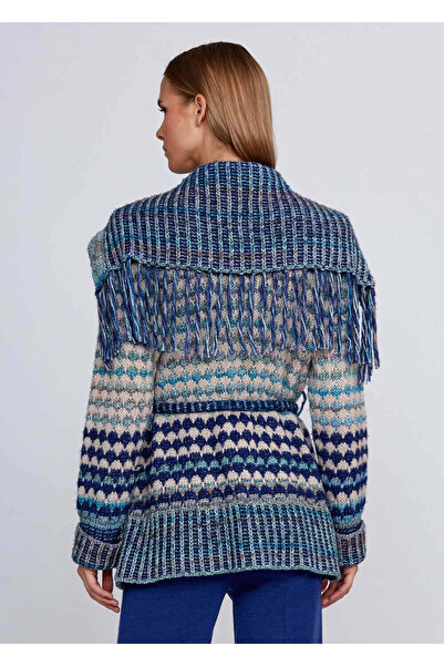 Knitss Organik Pamuk Yün Karışımlı Mavi Triko Hırka