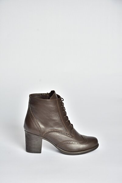 Fox Shoes V468300903 Kahverengi Hakiki Deri Kalın Topuklu Kadın Bot