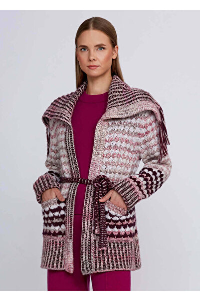 Knitss Organik Pamuk Yün Karışımlı Pembe Triko Hırka