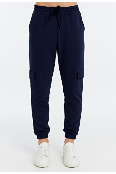 AXXEL Men's Navy Blue Jogger Sweatpants with Flap Pockets-P2142