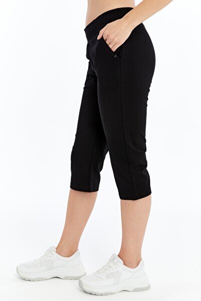 AXXEL Kadın Kapri Siyah Büyük Beden Eşofman altı-K292