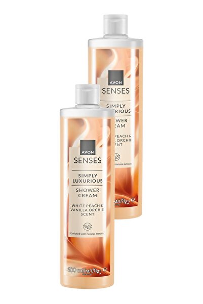 AVON Senses Simply Luxurious Beyaz Şeftali ve Vanilya Kokulu Krem Duş Jeli 500 Ml. İkili Set