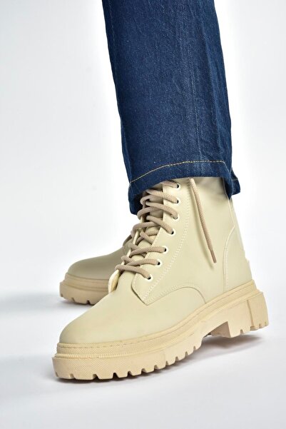 Fox Shoes V973192401 Μπότες με χοντρή σόλα από μπεζ Nubuck