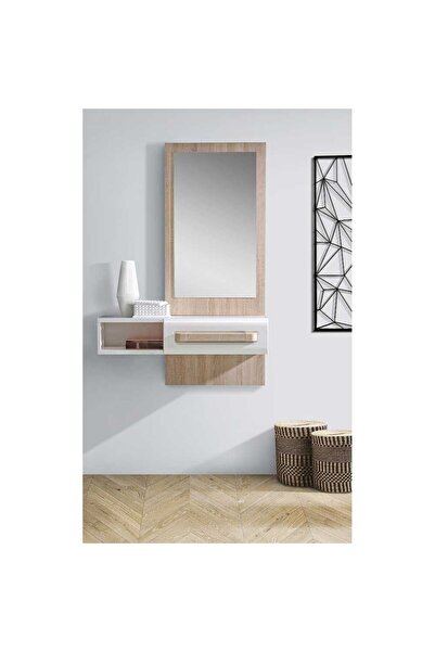 Homelux Oglindă de machiaj cu sertar, 89,8x25,8x178 cm, culoare stejar Sonoma/alb, MDF