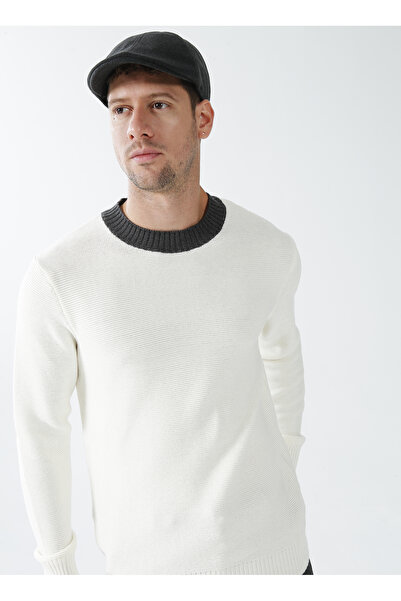 Fabrika Comfort O Yaka Regular Fit Armürlü Ekru Erkek Kazak CM KZK 19