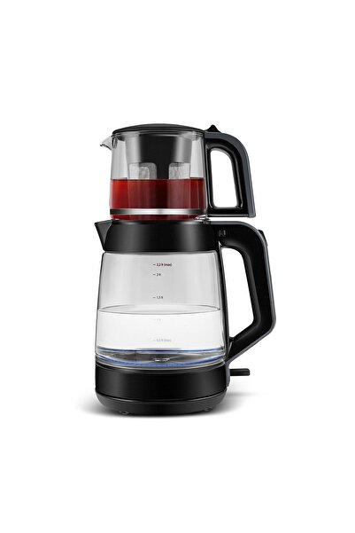 Karaca Anthracite Glass Tea XL 2 In 1 Glass Water Heater and Tea Maker