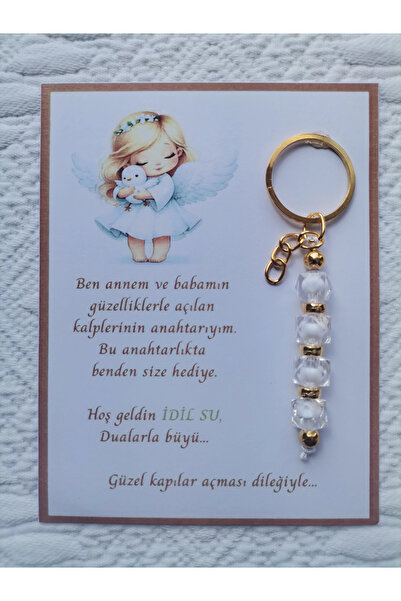 İ&DBABY 72 Adet İsme Özel Tasarım Beyaz Anahtarlık Hastane Yeni Doğan 40 Mevl...