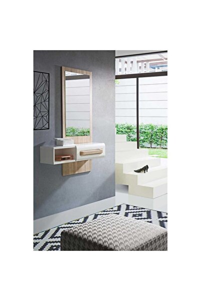 Homelux Oglindă de machiaj cu sertar, 89,8x25,8x178 cm, culoare stejar Sonoma/alb, MDF
