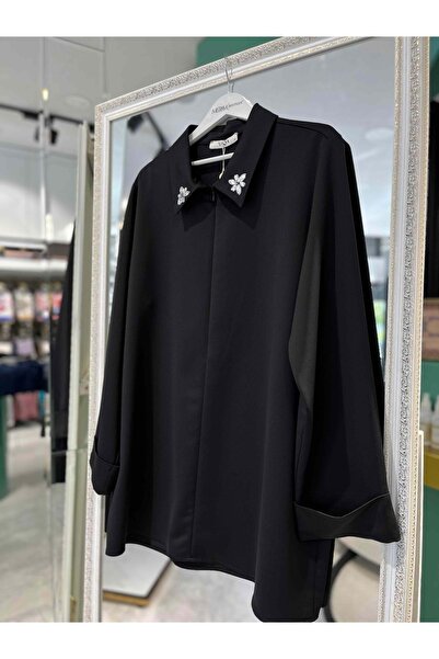 MERAM BUTİK قميص YAQA VARESE - أسود - 42