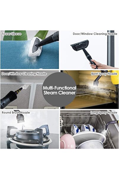 fulina Handheld Pressurized Steam Cleaner, Multi-function Steamer, Steam Iron, 1050W, with Attachments (Yel