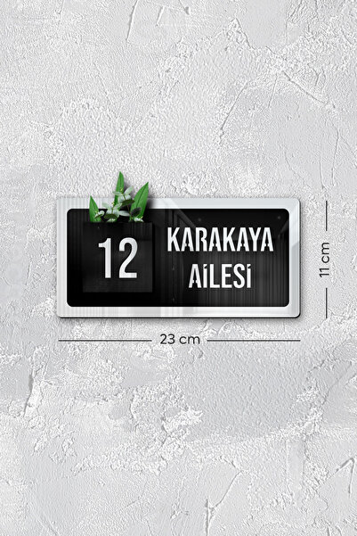 AHWART Kişiye Özel Çiçekli Pleksi Kapı Numarası ve Kapı İsimliği Premium Ürün 23*11 cm