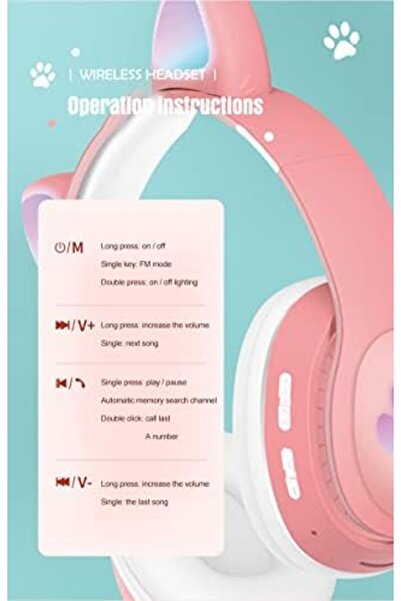 Zen Store سماعة رأس لاسلكية وردية للبنات، بلوتوث 5.0، سماعة فوق الأذن مع صوت ...