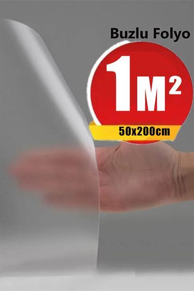 Bien Home Bien Exclusive (50CM X 2MT), 1 M² Cm Şeffaf Buzlu Cam Premium Yapışkanlı Kaplama Pvc Folyo F-02