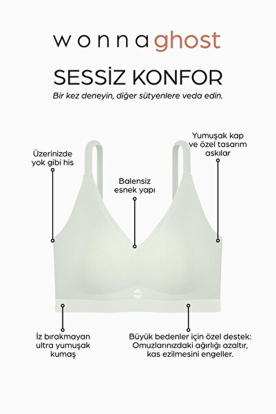 Wonna Ghost Lazer Kesim Balensiz Dikişsiz Sütyen - Без підкладки - 2802 - Світло-блакитний