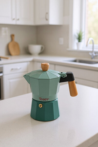 Taşev Bambum Garen Moka Pot 3 Fincan Su Yeşili