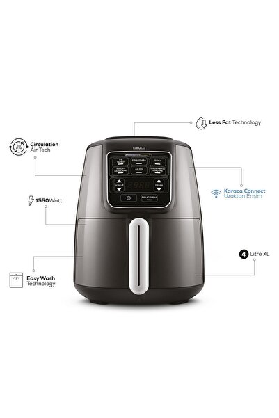 Karaca Connect Air Pro Cook XL 2 in 1 Uzaktan Erişimli Airfryer Shadow Grey