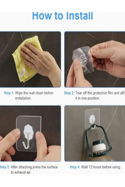 REPFORTR SERVİCE 5’li Çivisiz Güçlü Yapışkanlı Şeffaf Duvar Askısı – Su Geçir...