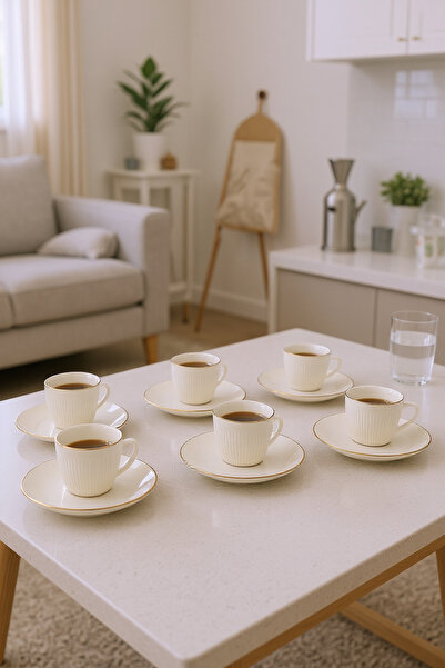 Bambum Vergil 6 Kişilik Kahve Fincan Takımı Altın