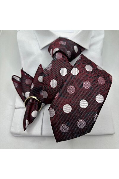 ilayda emir Puantiye desenli özel kravat ve mendil seti