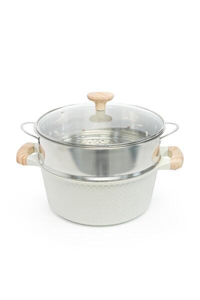 VAV GET 28 CM Deep Casserole with Lid + Steamer – Lattice Series Ceramic Non-Stick, Induction Ready