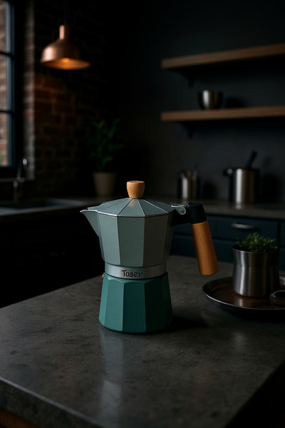 Taşev Bambum Garen Moka Pot 6 Fincan Su Yeşili