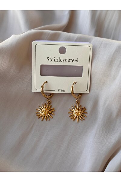 HERCY 316 L Paslanmaz Çelik Güneş Küpe | Gold Çelik Küpe