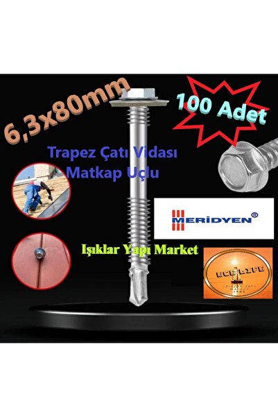 ece life 6,3x80mm -Trapez Çatı vidası -Matkap Uçlu -Panel Vidası-Akıllı Vida ...