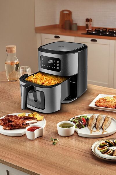 Karaca Inox Multifry XXL 6,5 λίτρων - Ψηφιακή φριτέζα με γυάλινο παράθυρο