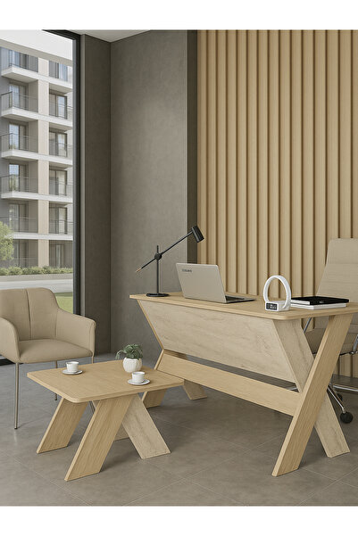 dorpek Sora Ofis Sehpası Orta Sehpa Rota - Traverten
