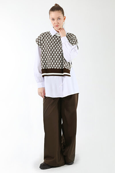 ZÜLAYS طقم تونيك سترة تريكو بني