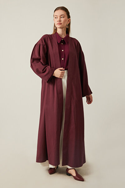 ZÜLAYS Uzun Keten Kimono Bordo
