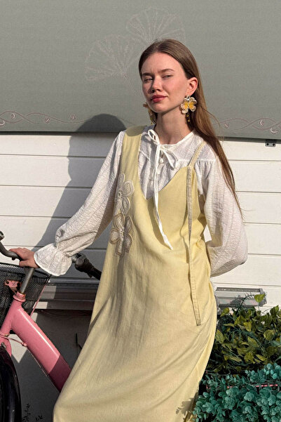 ZÜLAYS Çiçek Dantelli Jile Tereyağı Sarısı