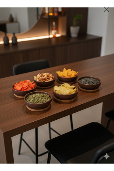 BÜYÜLÜ HOME 6 adet Plastik Ahşap Görünümlu Cips ve Çerezlik