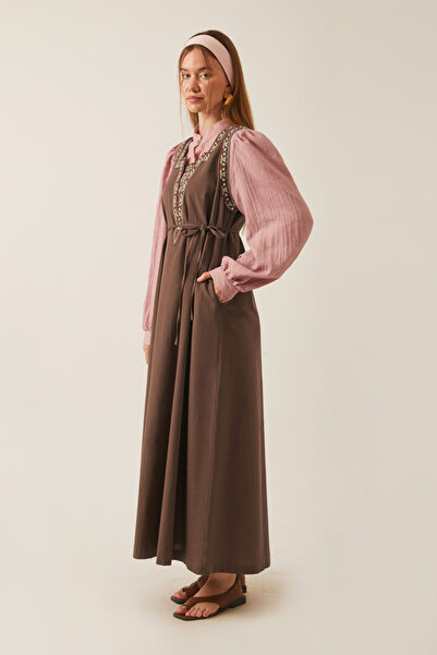 ZÜLAYS Hazal Etnik Nakışlı Jile Kahverengi