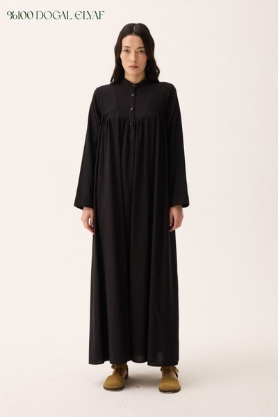 ZÜLAYS İmge Keten Elbise Siyah