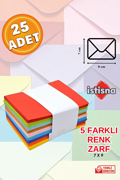 İstisna 25 Adet 7x9 Cm Kaliteli Canlı Renkli Doğum Günü Için Sevimli Mini Kart Davetiye Zarfları