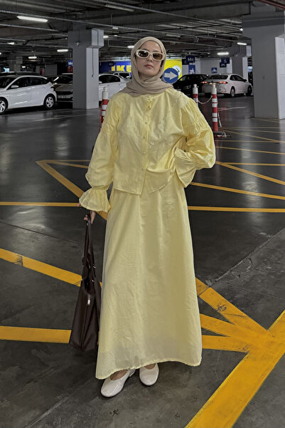 ZÜLAYS Duru Büzgülü Etek Tereyağı Sarısı