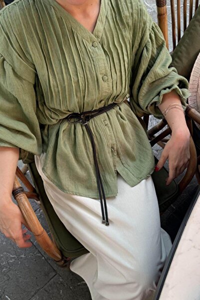 ZÜLAYS Nervürlü Vual Gömlek Soft Yeşil