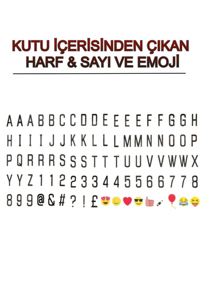 Genel Markalar Kişiye Özel Yazılabilen Led Pano – A4 Lightbox Mesaj Panosu, 90 Harf Renkli Emoji Setli