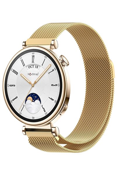 NovStrap Huawei Watch Gt6 41mm Gt4 41mm Gt5 41mm ile Uyumlu Kordon (18mm Pimli) Mıknatıslı Metal Hasır Kayış