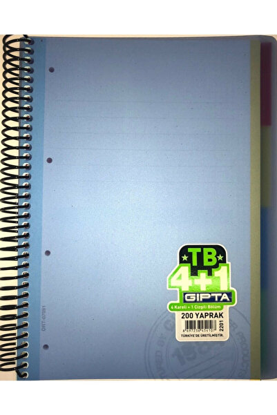 Gıpta TB Ayraçlı Defter PP Kapak A-4 4+1