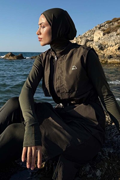 ZÜLAYS Yelekli Tesettür Mayo Haki