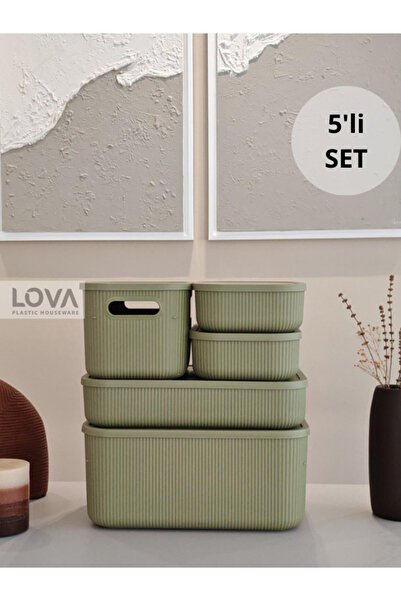 Lova 5'li Çok Amaçlı Mutfak,Banyo Giysi Kapaklı Dolap İçi Düzenleyici Set (Ye...