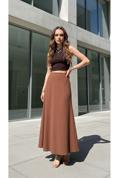 EYYE Fusta lungă maro pentru femei