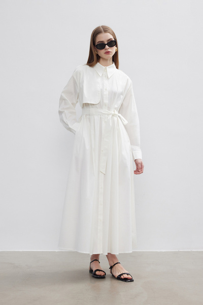 BE BLUE EKRU PAMUKLU TRENÇ ELBİSE