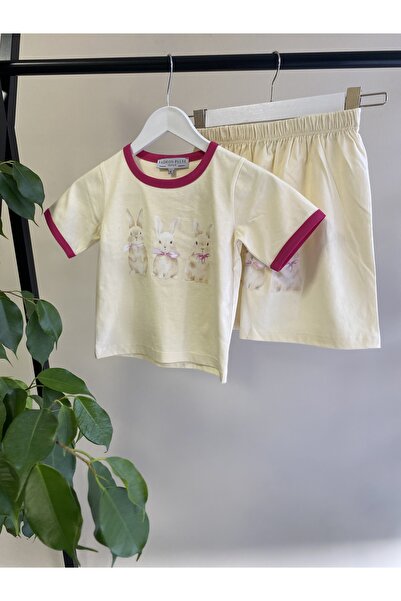 Markasız ucuz Girl's T-Shirt & Skirt (Rabbit Printed)