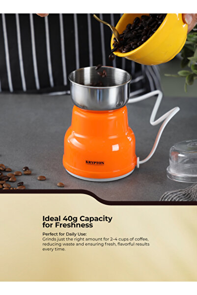 KRYPTON Coffee Grinder with Powerful Motor, Durable Jar and Blade/ Ergonomic Grip, Perfect for Grind